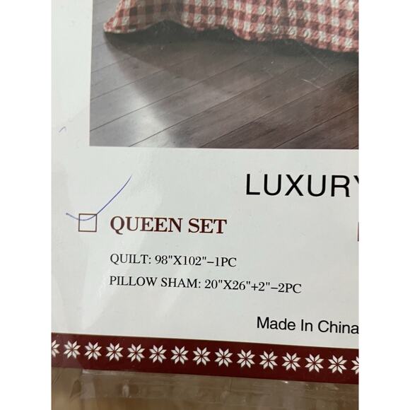 MarCielo Luxury Christmas Queen Patchwork Quilt Pillow Shams 3 piece Set Plaid - Picture 8 of 11